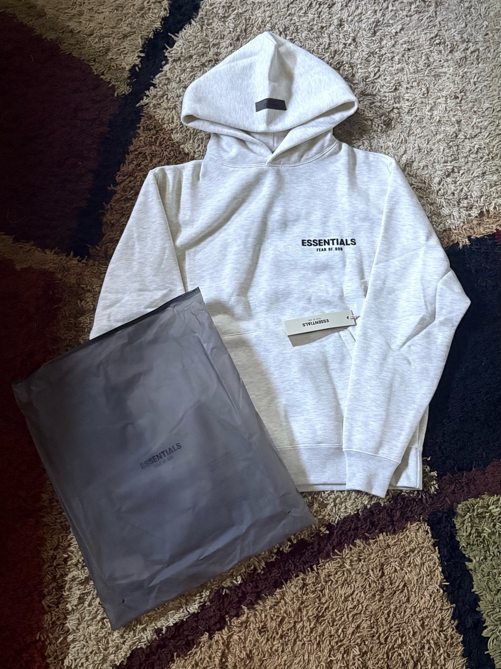 *1:1* FITS BIG ESSENTIALS Men’s Light Gray Hoodie – Core Logo Sweatshirt